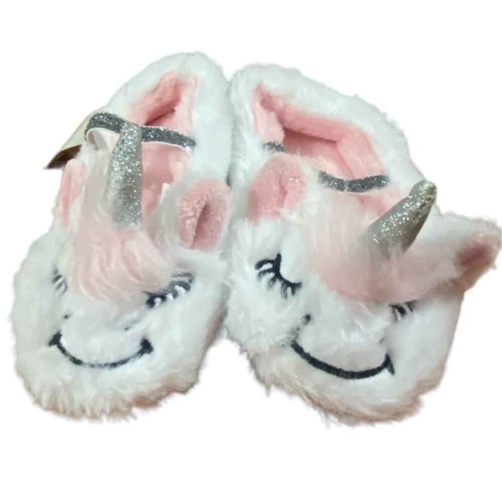 Cat & Jack Toddler Girls Non Skid Unicorn Slippers-White/Pink-Size 2T/3T-NWT